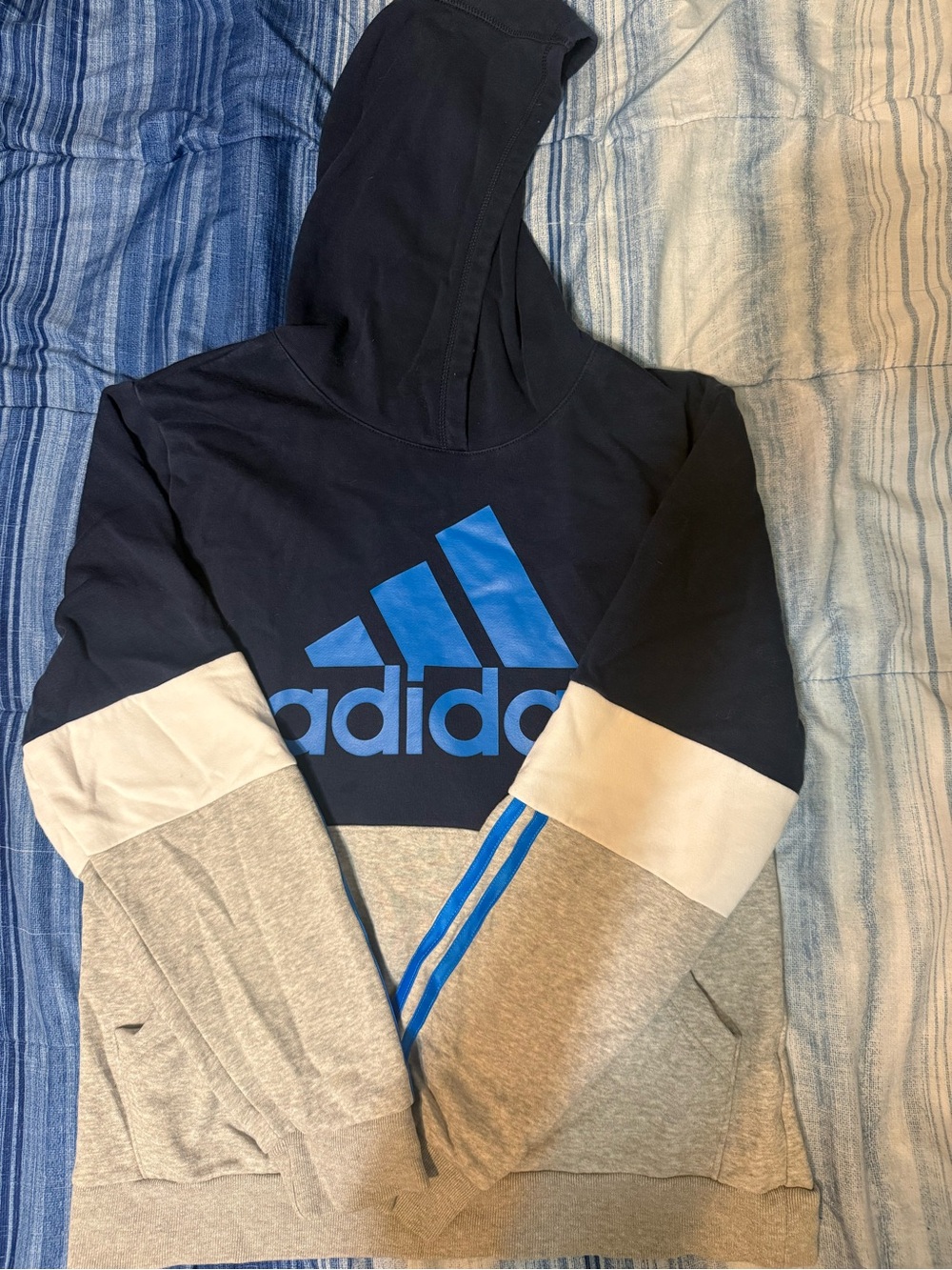 adidas Navy, Light Gray & White Logo Hoodie